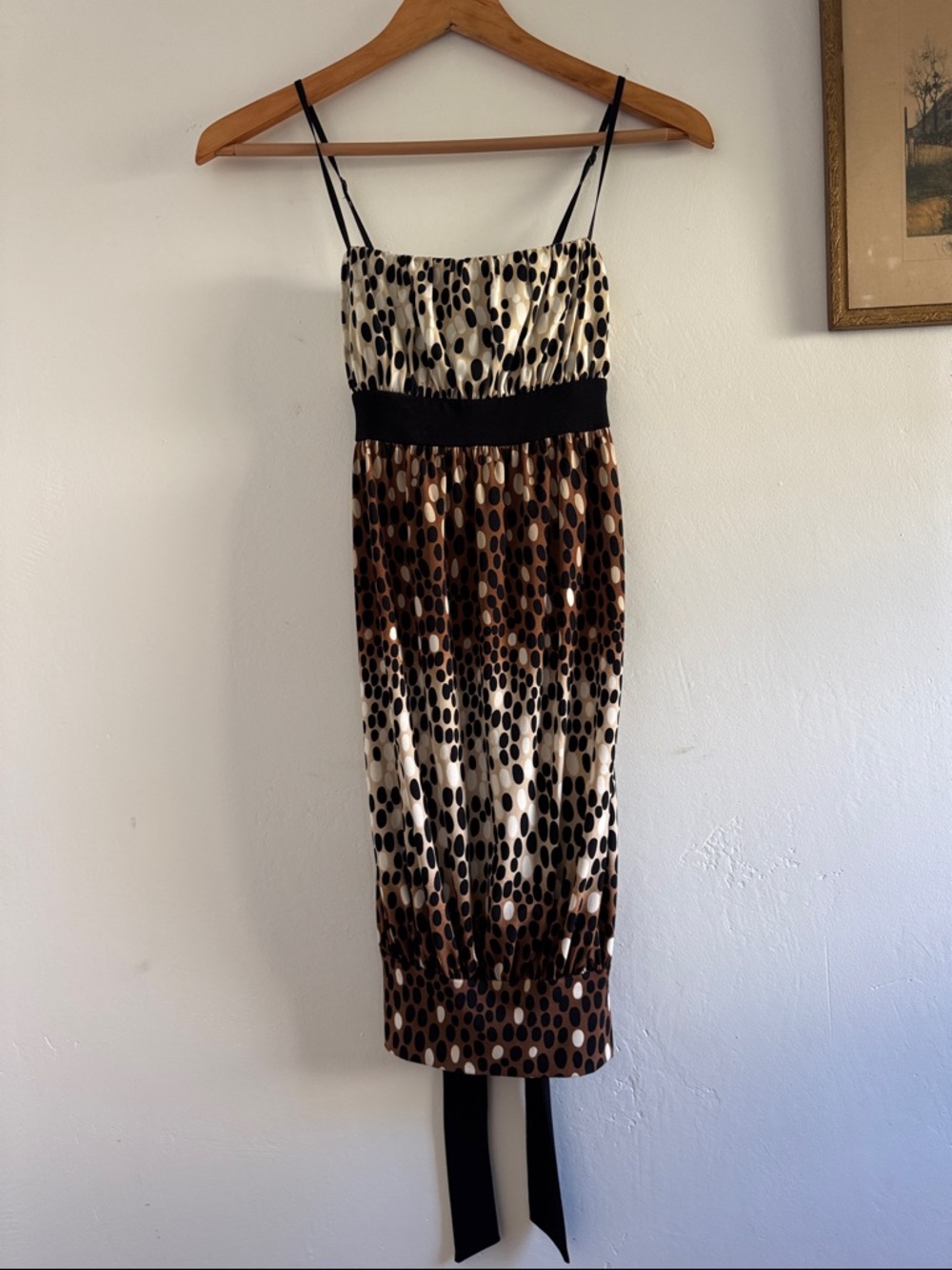 City Triangles Cream, Brown & Black Polka Dot Midi Dress